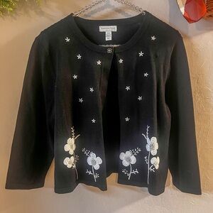Charter Club Black Embellished Knit cardigan